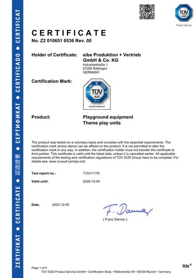 Certificat TÜV DIN EN1176